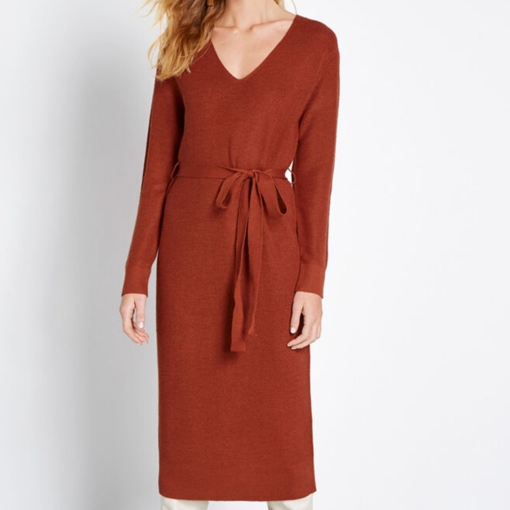 Modcloth Rust Sweater Dress